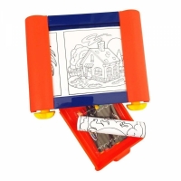 Set rola de colorat Scroller Desk cu 8 creioane si cu 50 de desene, Grafix R03-0125